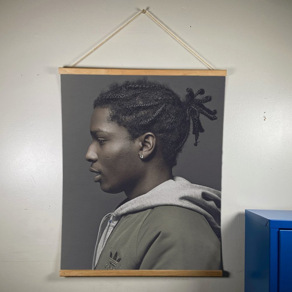 Asap Rocky Canvas Wooden Gold Hanger Sz 24”x17.5